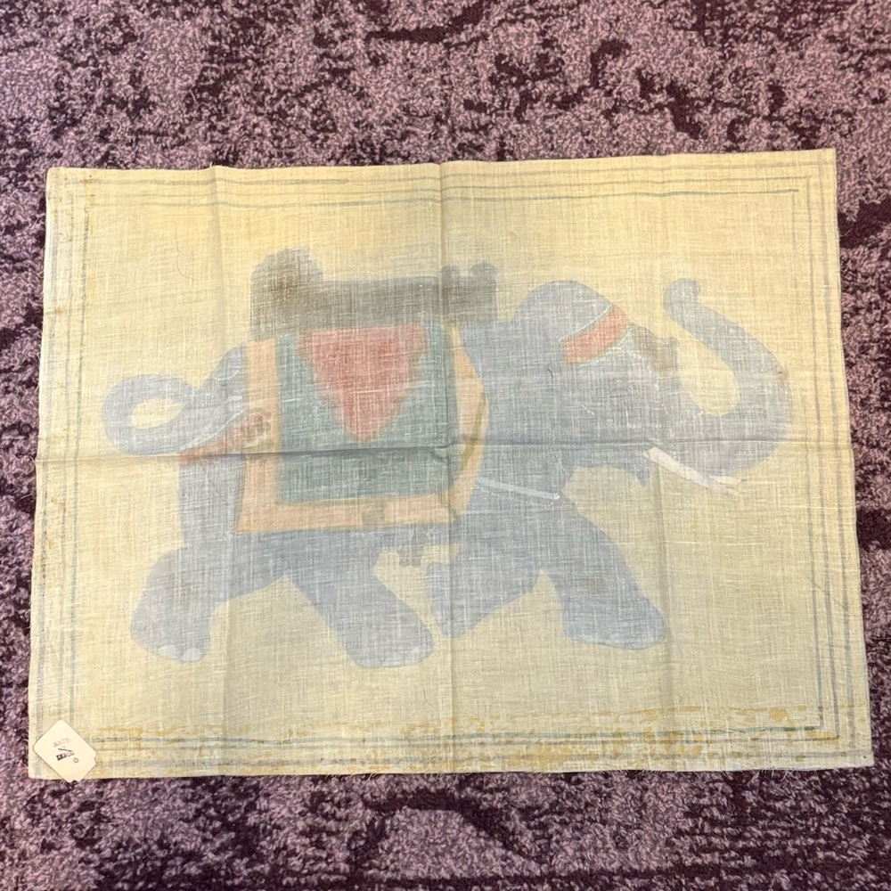 Made in India * Vintage Elephant Painting Tapestry Cloth Fabric EUC Retro Indian - Picture 8 of 11